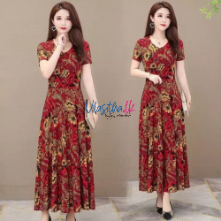 Mother's Dress Large Size Loose Female Print Short-Sleeved Dress